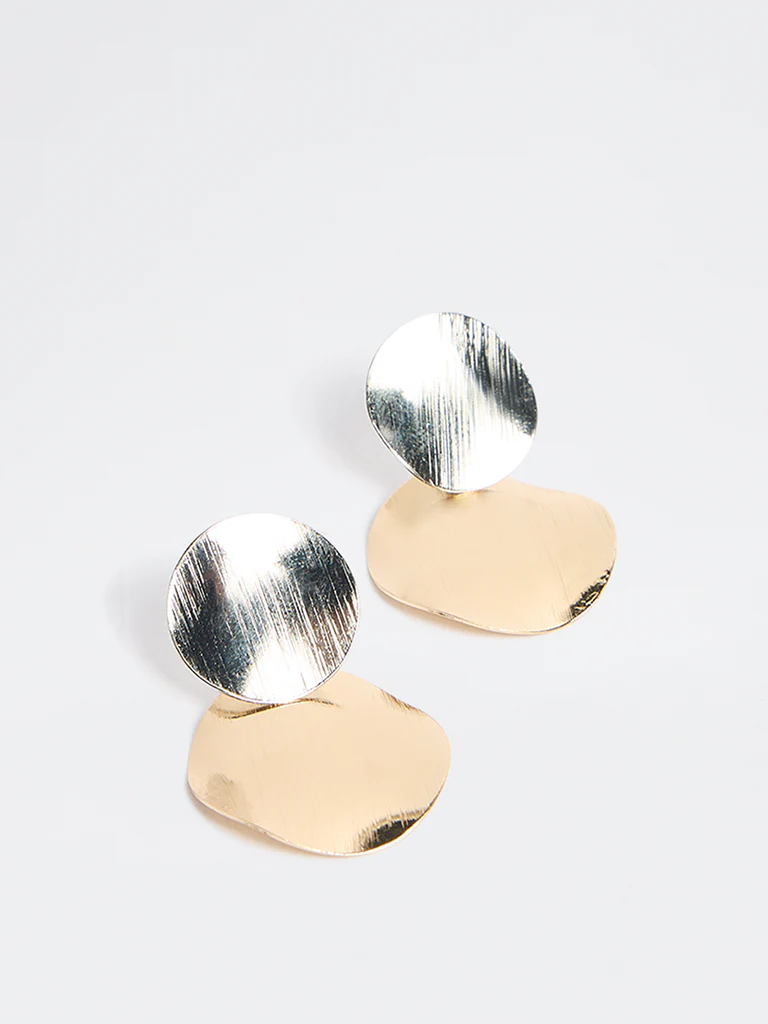 Westside Accessories Dual Toned Disc Stud Earrings - Image 2