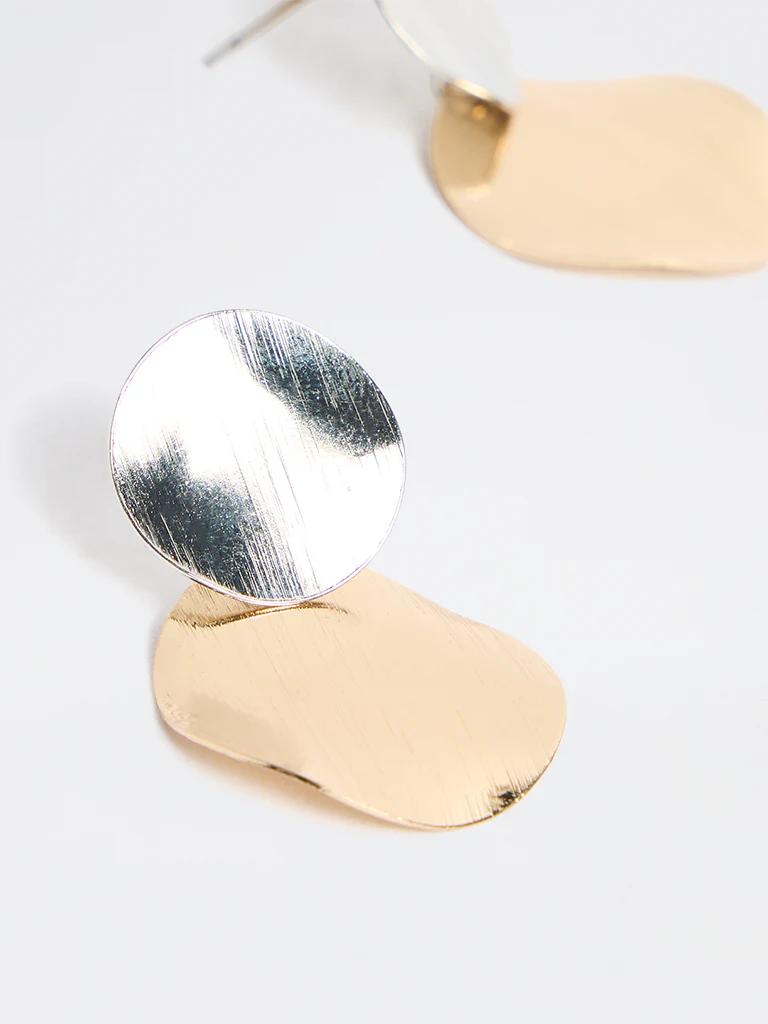 Westside Accessories Dual Toned Disc Stud Earrings - Image 3