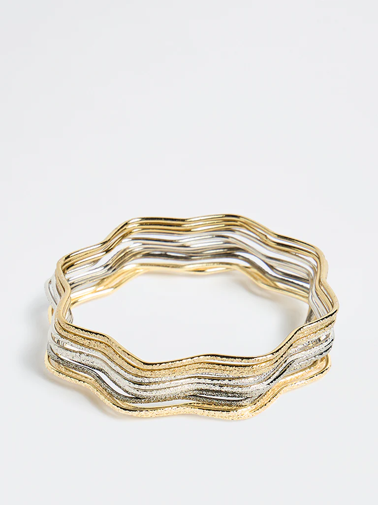 Westside Accessories Dual Toned Floral Bangles - Pack of 12 - Image 2