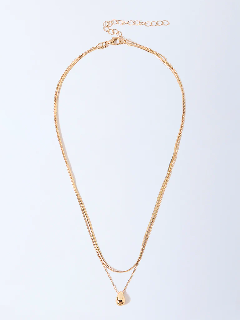 Westside Accessories Gold 2-Layer Pendant Chain Necklace