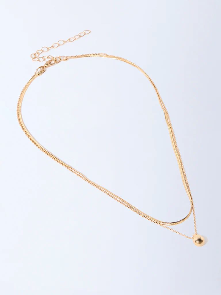 Westside Accessories Gold 2-Layer Pendant Chain Necklace - Image 2