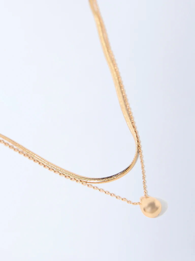 Westside Accessories Gold 2-Layer Pendant Chain Necklace - Image 3