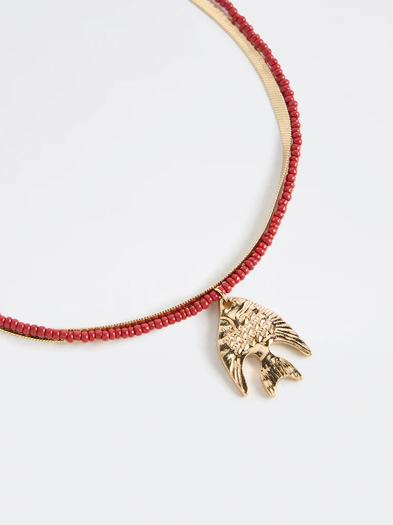 Westside Accessories Gold and Red Fish and Snake Necklaces - Pack of 2 - Image 3