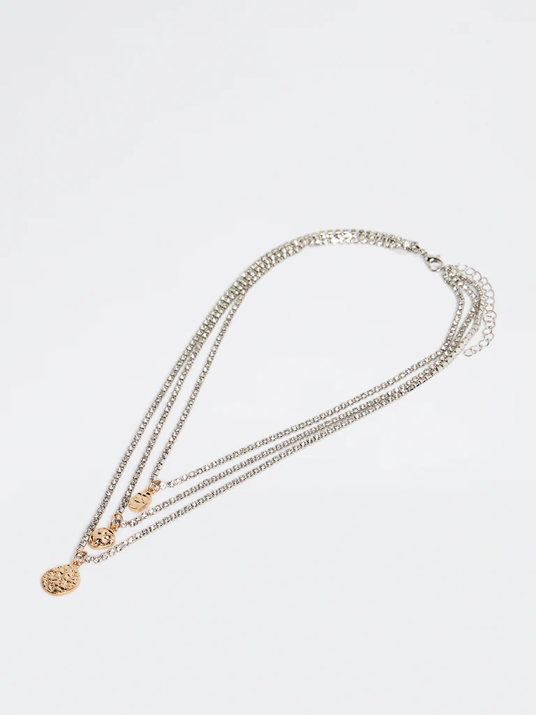 Westside Accessories Gold and Silver 3 Layer Statement Necklace - Image 2