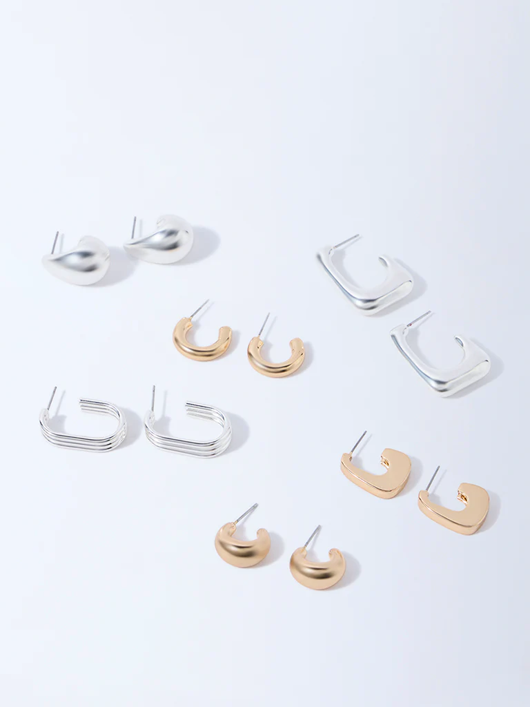 Westside Accessories Gold and Silver Assorted Hoop Earrings - Pack of 6 - Image 2