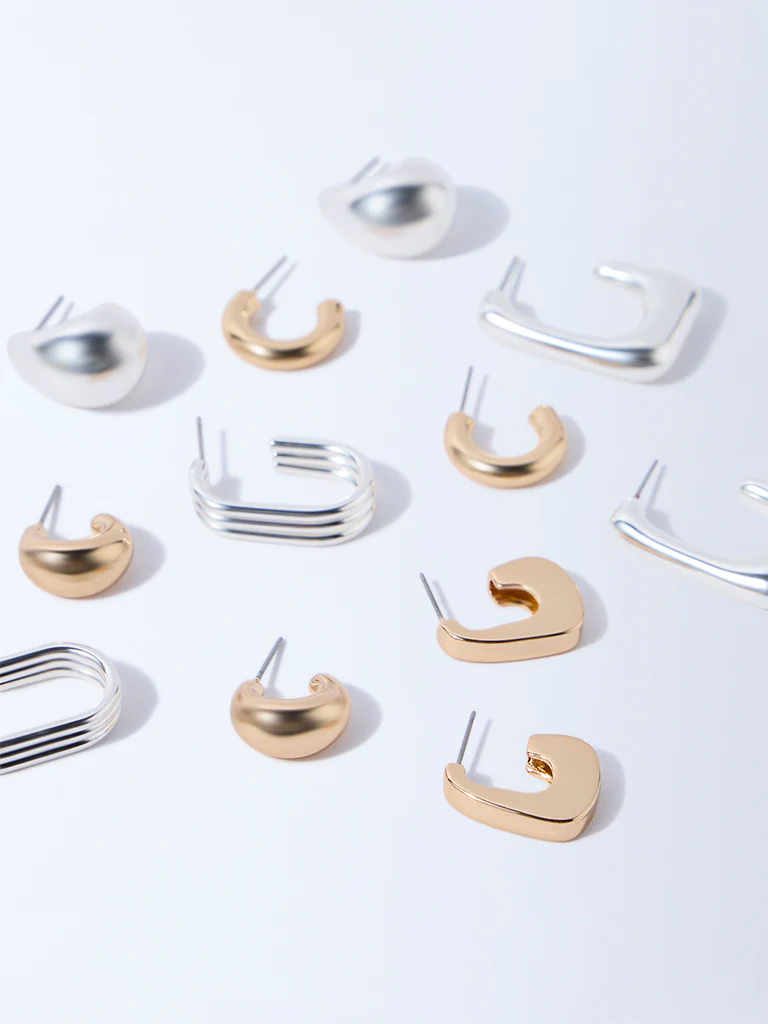 Westside Accessories Gold and Silver Assorted Hoop Earrings - Pack of 6 - Image 3