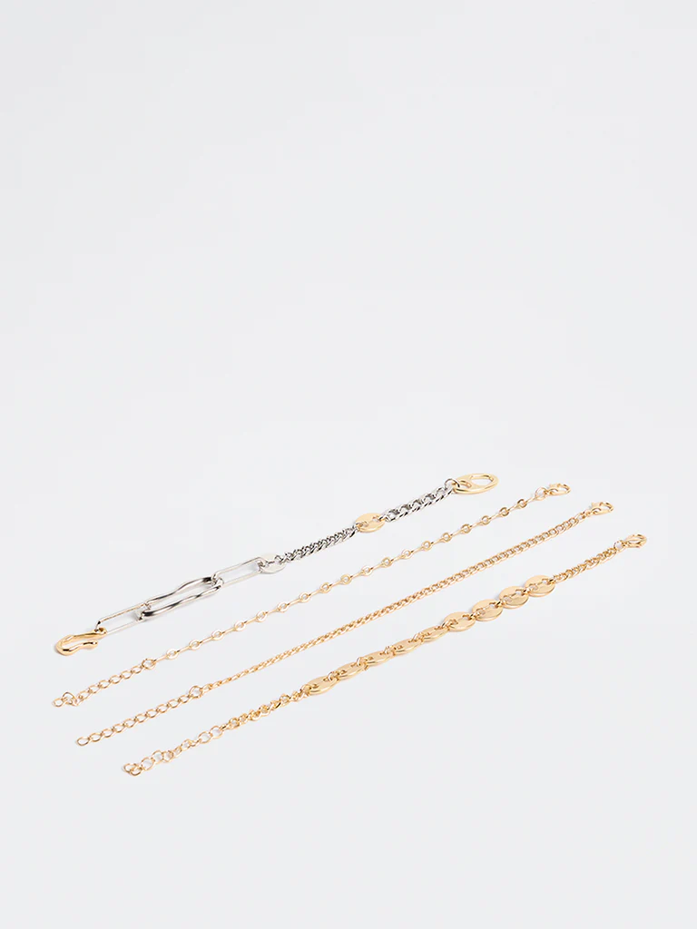 Westside Accessories Gold and Silver Chain Bracelets - Pack of 4 - Image 2