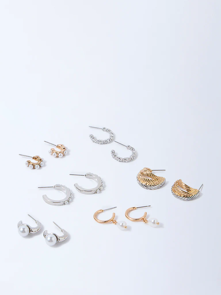 Westside Accessories Gold and Silver Dual Tone Finish Hoops - Pack of 6 - Image 2