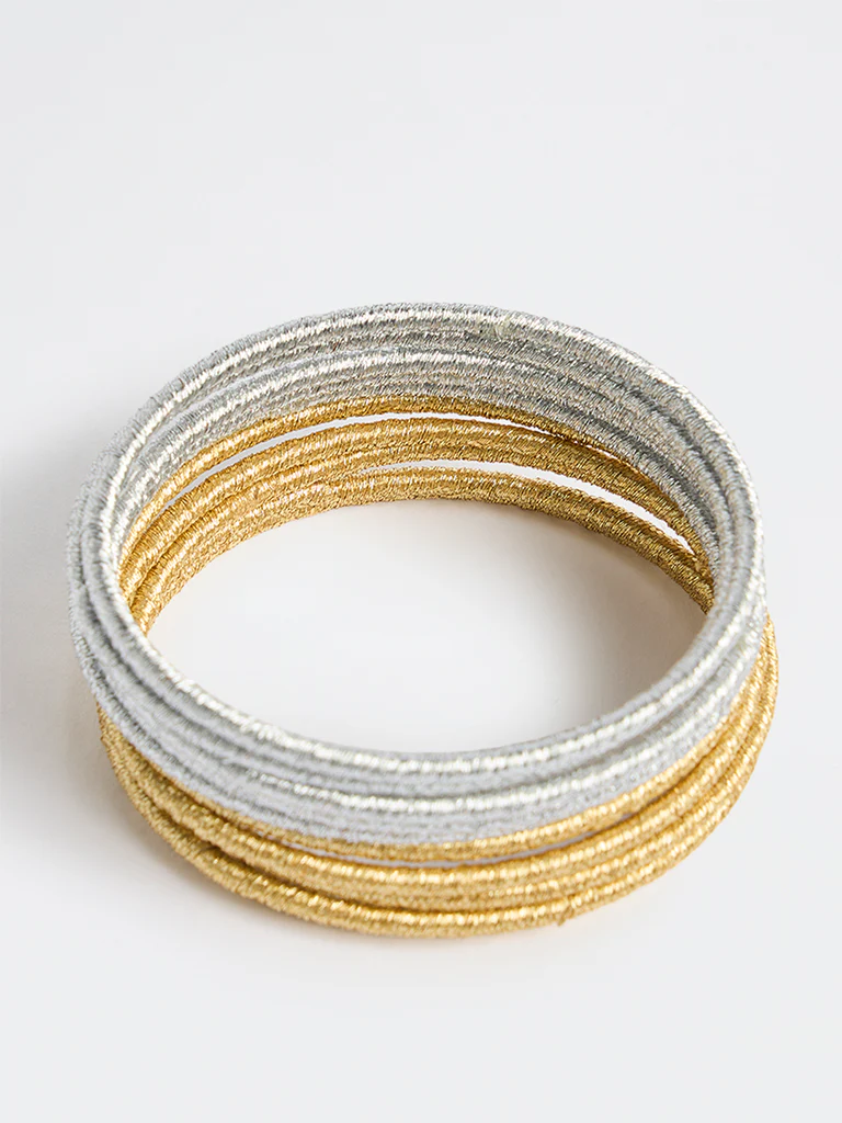Westside Accessories Gold and Silver Shimmer Bangles - Pack of 10 - Image 2