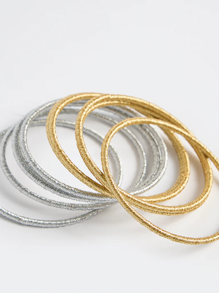 Westside Accessories Gold and Silver Shimmer Bangles - Pack of 10 - Image 3