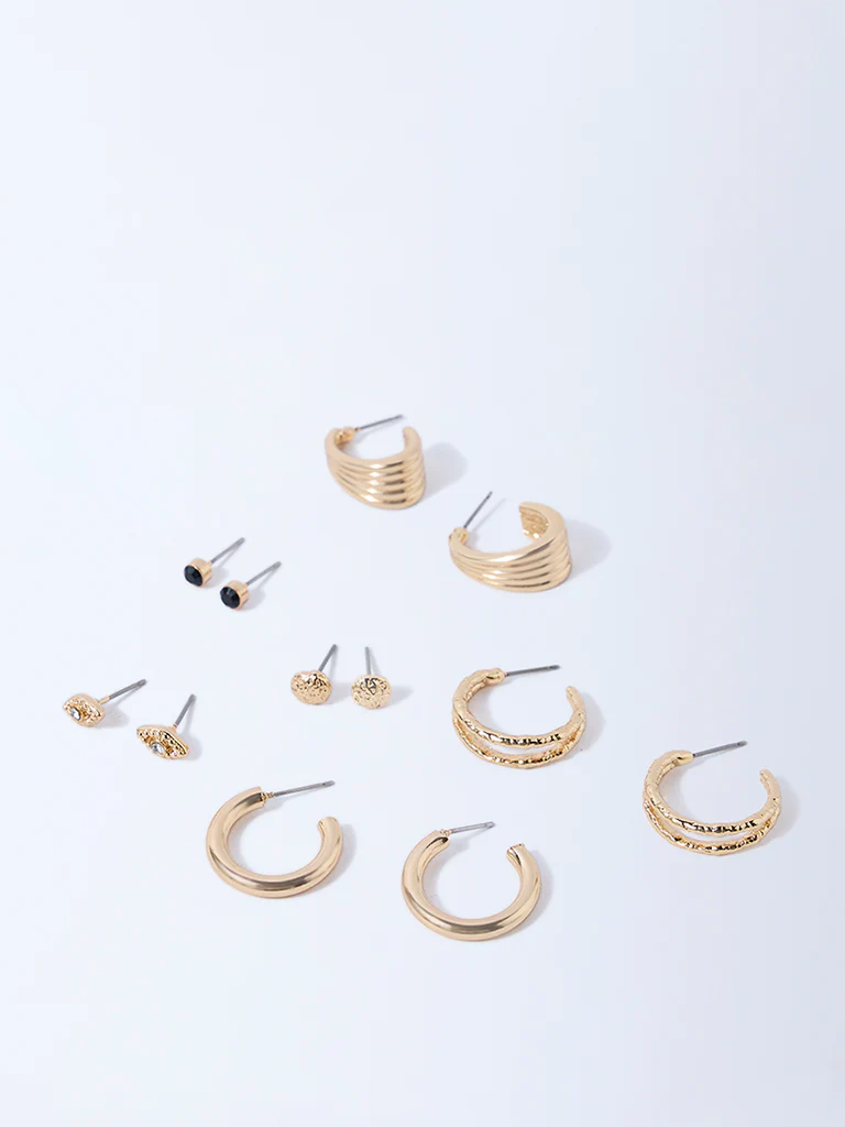 Westside Accessories Gold Assorted Earrings - Pack of 6 - Image 2