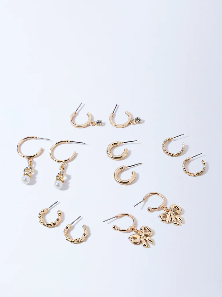 Westside Accessories Gold Assorted Hoop Earrings - Pack of 6 - Image 2