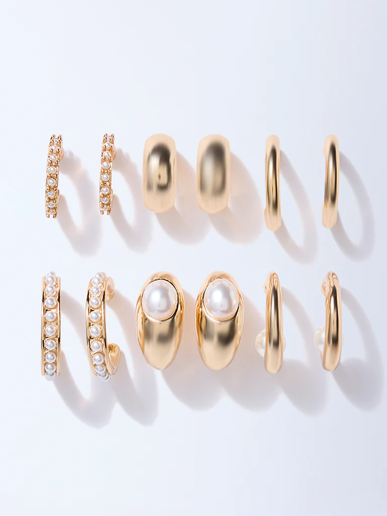 Westside Accessories Gold Assorted Hoop Earrings - Pack of 6
