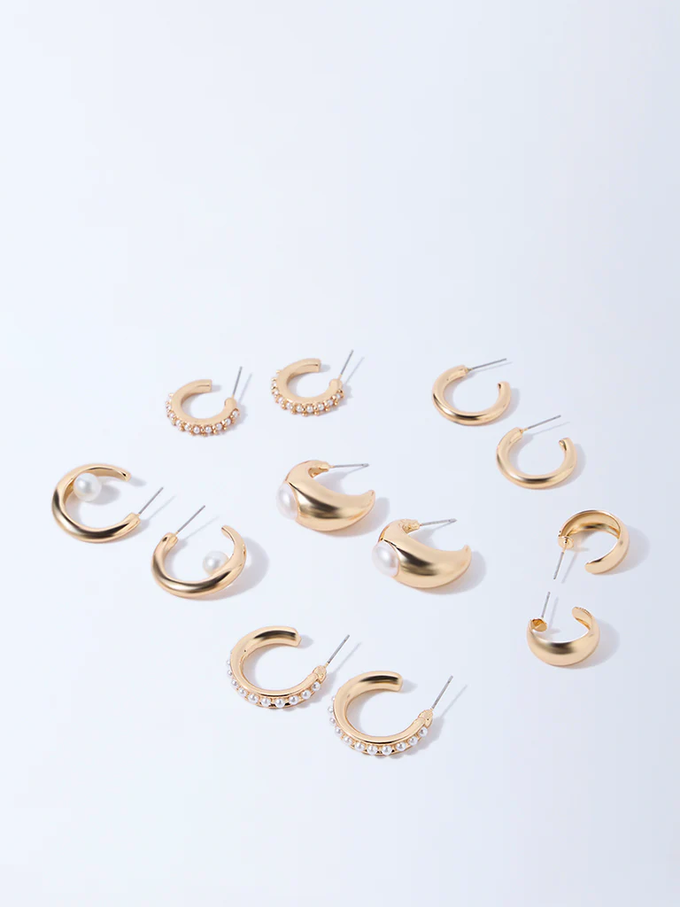 Westside Accessories Gold Assorted Hoop Earrings - Pack of 6 - Image 2