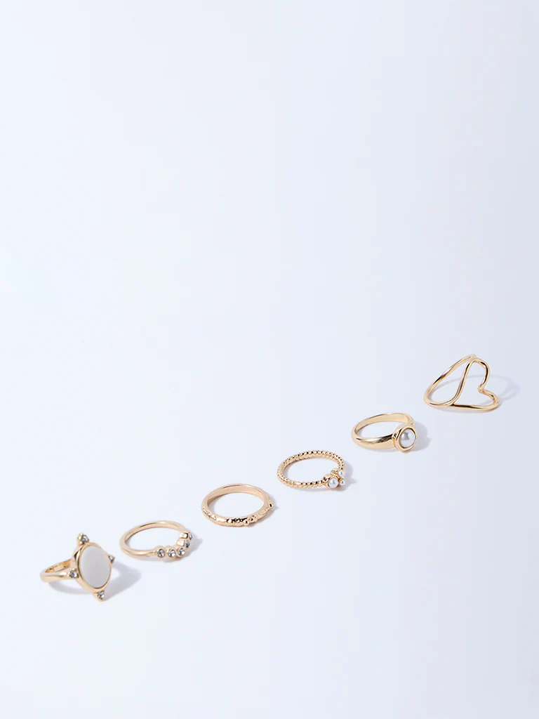 Westside Accessories Gold Assorted Rings - Pack of 6