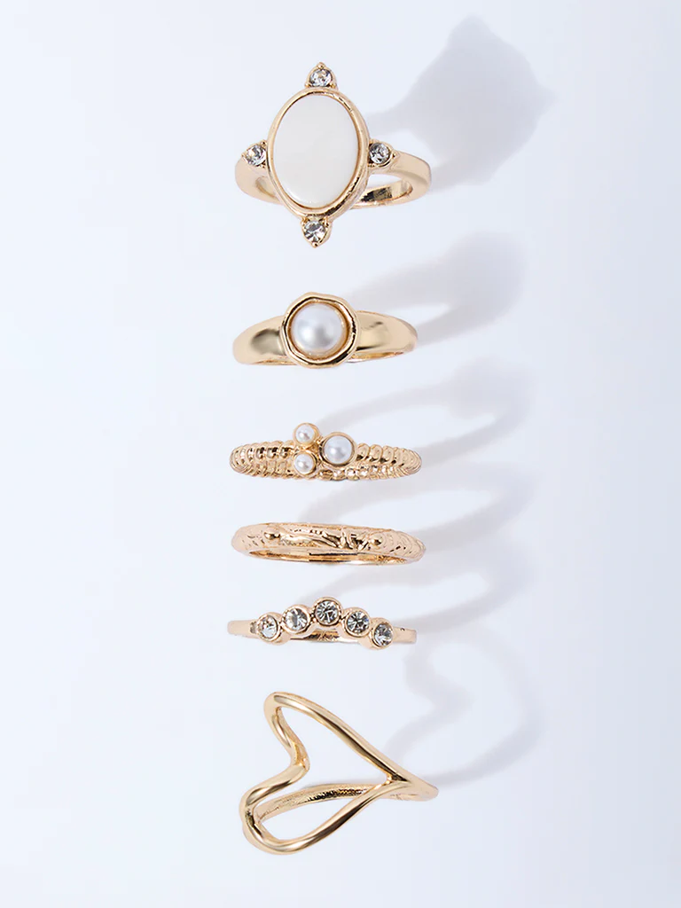 Westside Accessories Gold Assorted Rings - Pack of 6 - Image 2