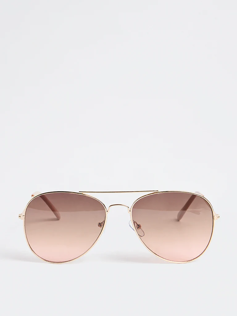 Westside Accessories Gold Aviator Sunglasses with Pouch