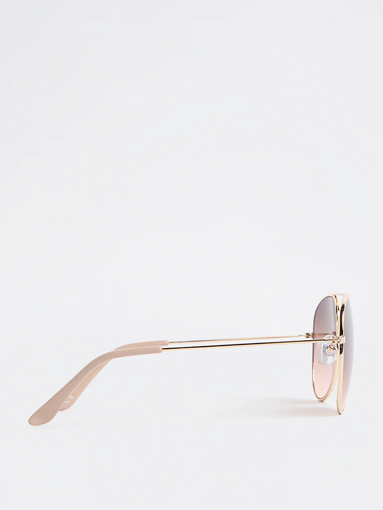 Westside Accessories Gold Aviator Sunglasses with Pouch - Image 3