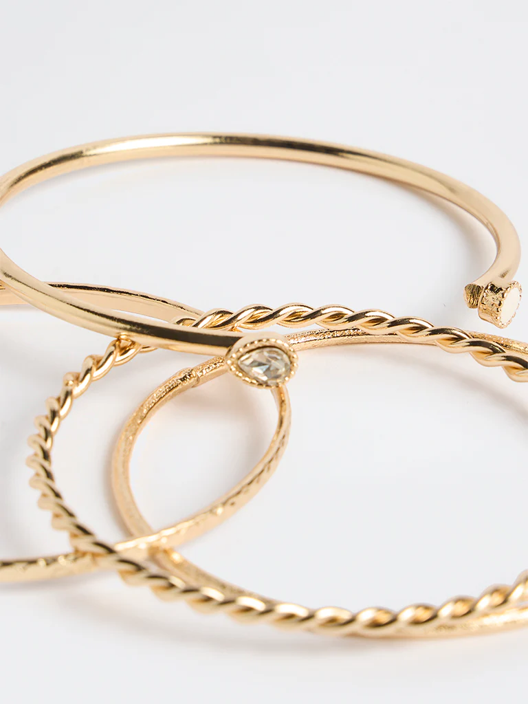 Westside Accessories Gold Bangles - Pack of 4 - Image 3