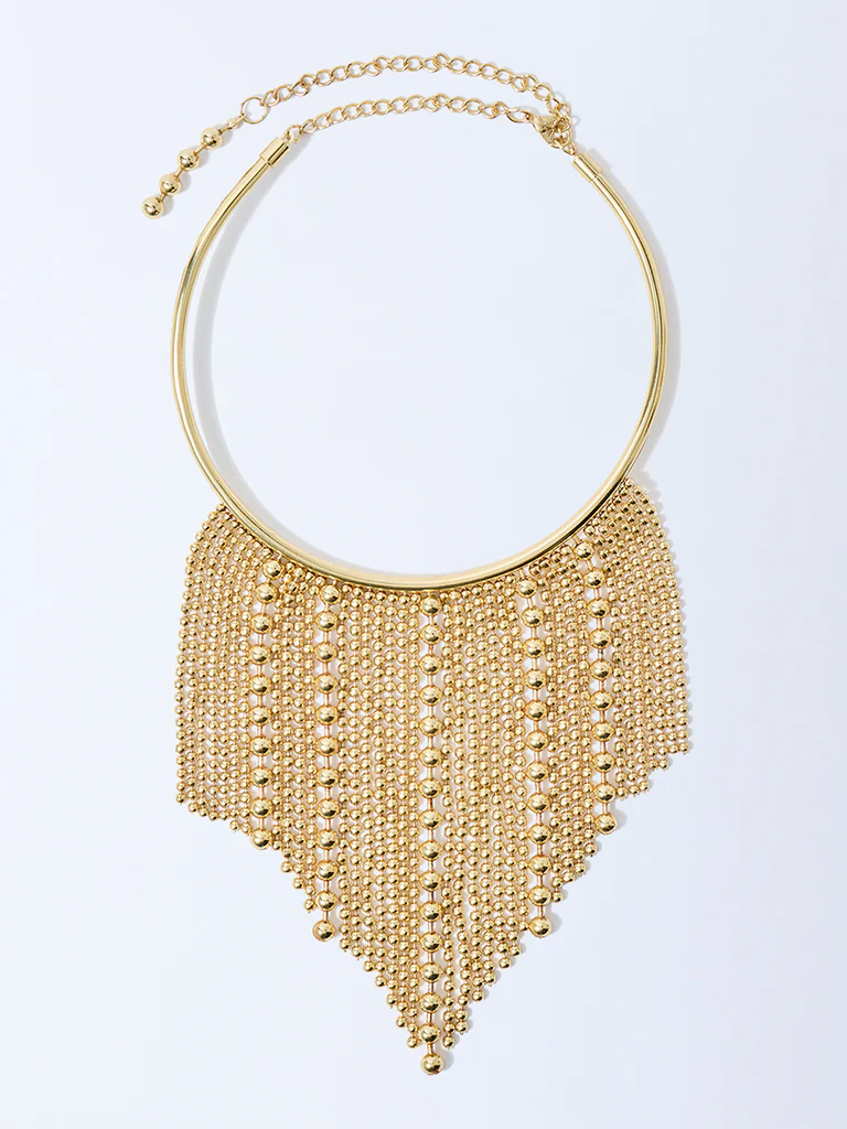 Westside Accessories Gold Beaded Statement Collar Necklace