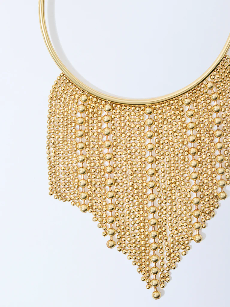 Westside Accessories Gold Beaded Statement Collar Necklace - Image 3