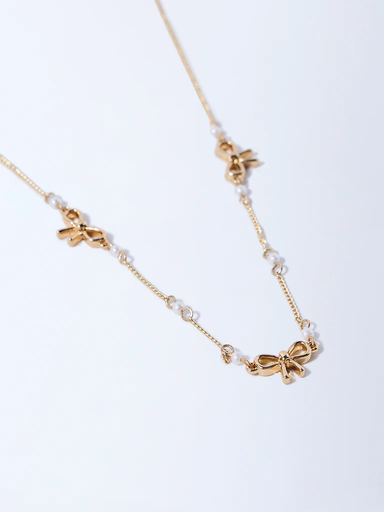 Westside Accessories Gold Bow Design Necklace - Image 3