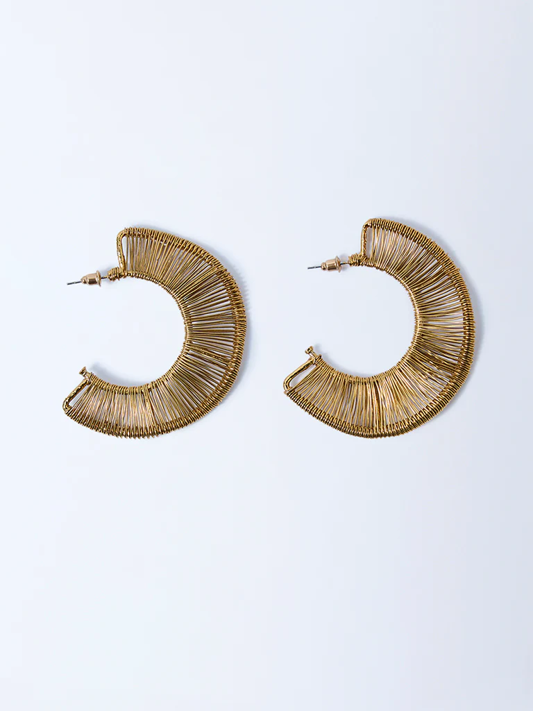 Westside Accessories Gold Brass Wavy Earrings
