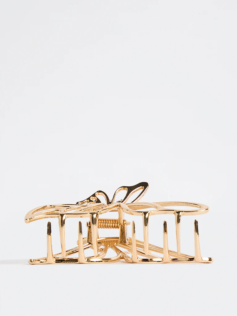 Westside Accessories Gold Butterfly-Design Claw Clip