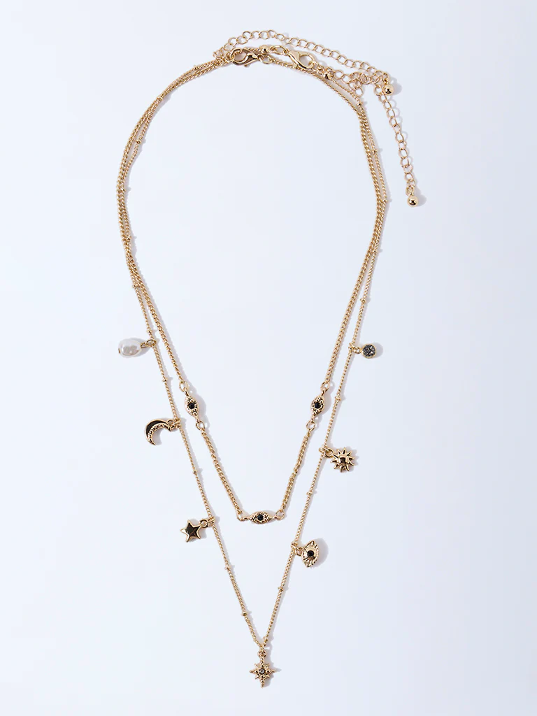 Westside Accessories Gold Celestial Charm Necklace - Pack of 2