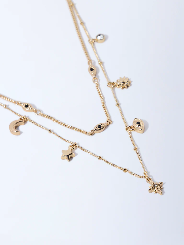 Westside Accessories Gold Celestial Charm Necklace - Pack of 2 - Image 3