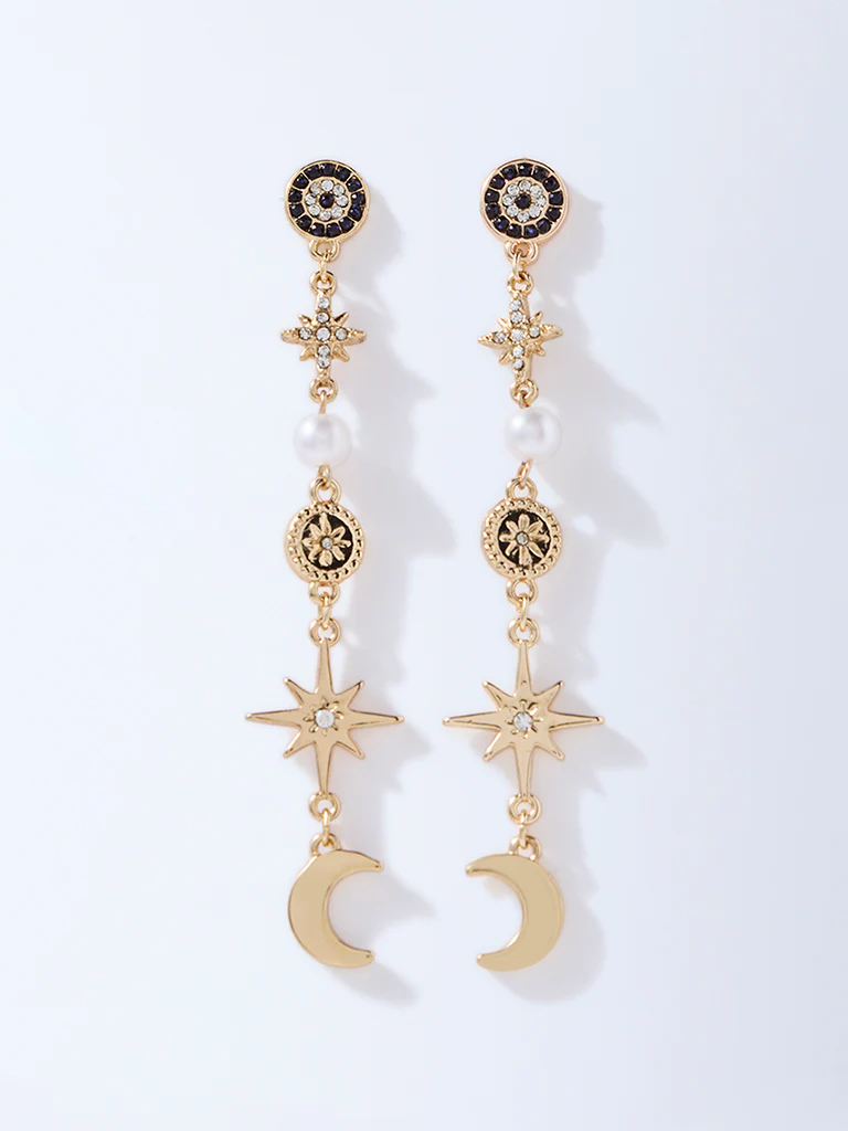 Westside Accessories Gold Celestial Long Earrings