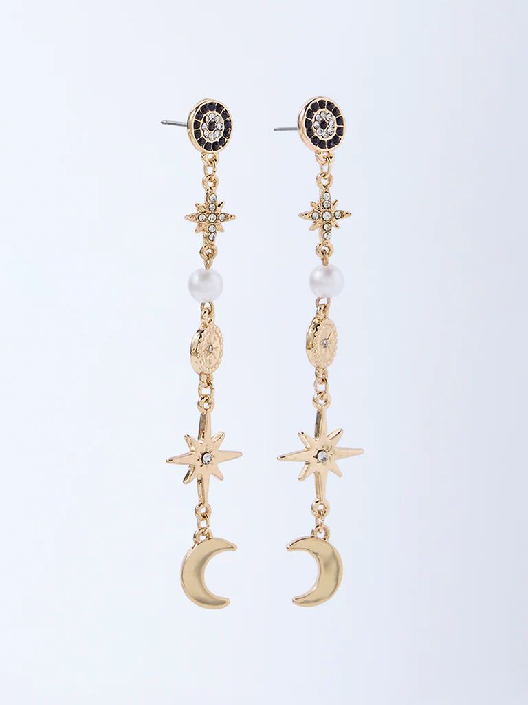 Westside Accessories Gold Celestial Long Earrings - Image 2