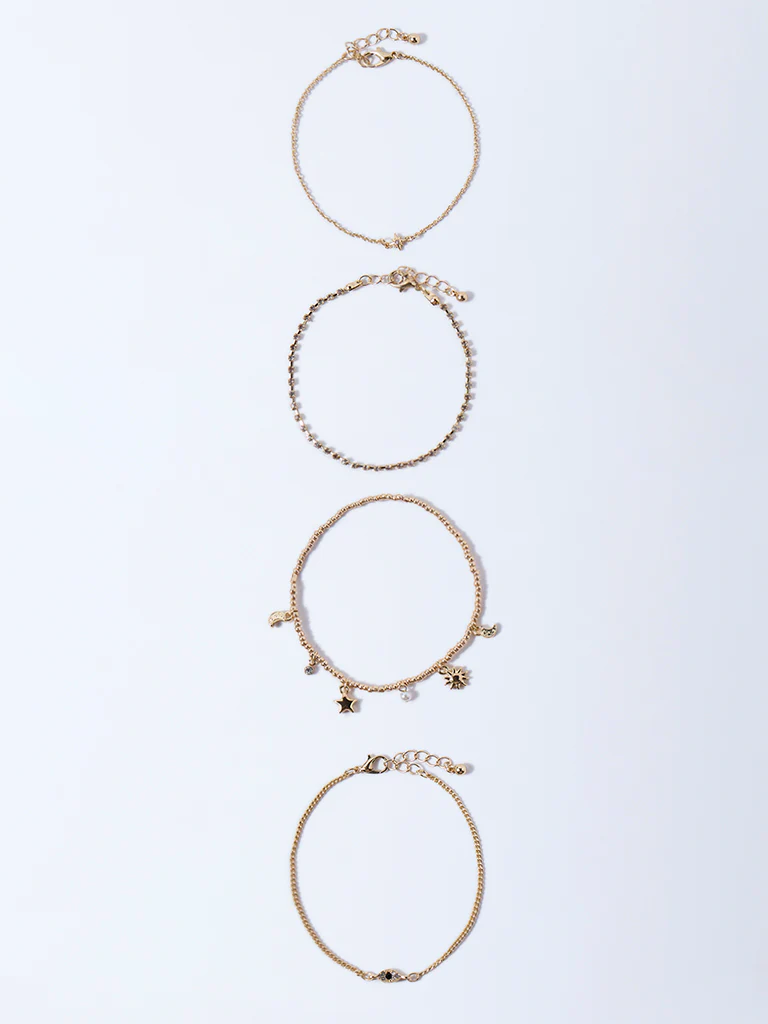Westside Accessories Gold Celestial Stack Bracelet - Pack of 4