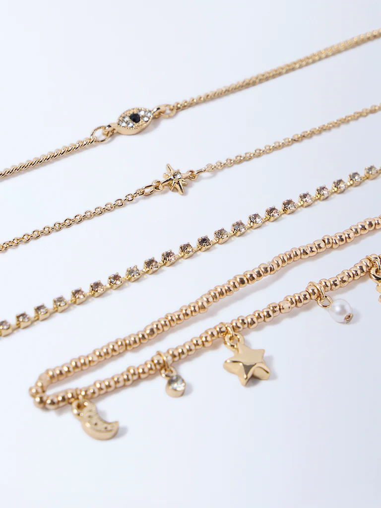 Westside Accessories Gold Celestial Stack Bracelet - Pack of 4 - Image 3