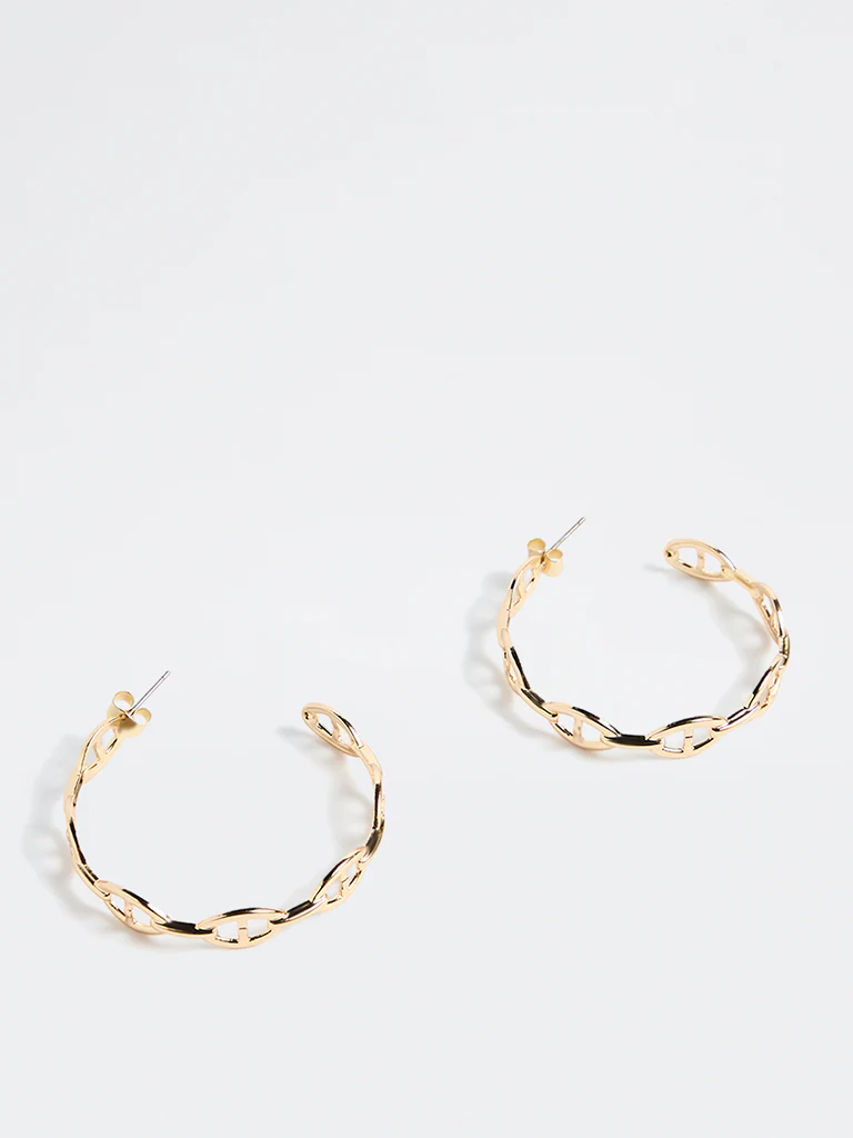 Westside Accessories Gold Chain-Link Hoop Earrings - Image 2