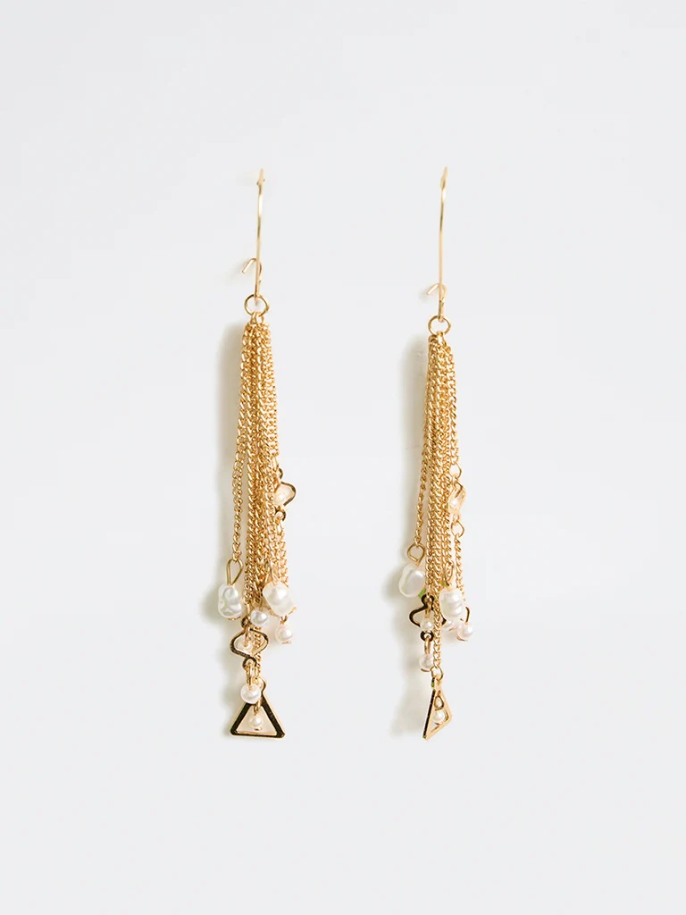 Westside Accessories Gold Chain Tassel Earrings