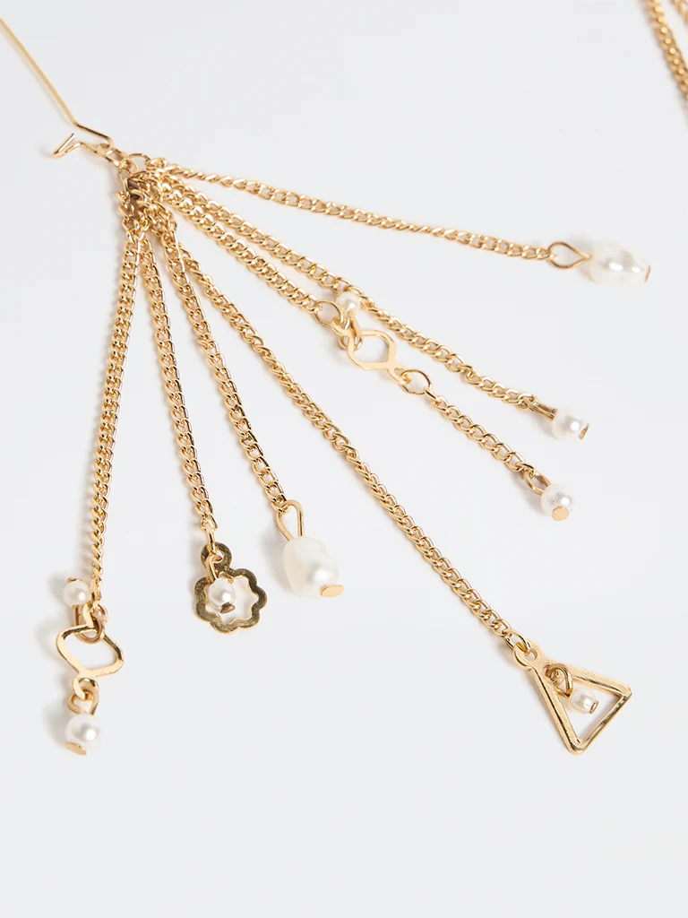 Westside Accessories Gold Chain Tassel Earrings - Image 3