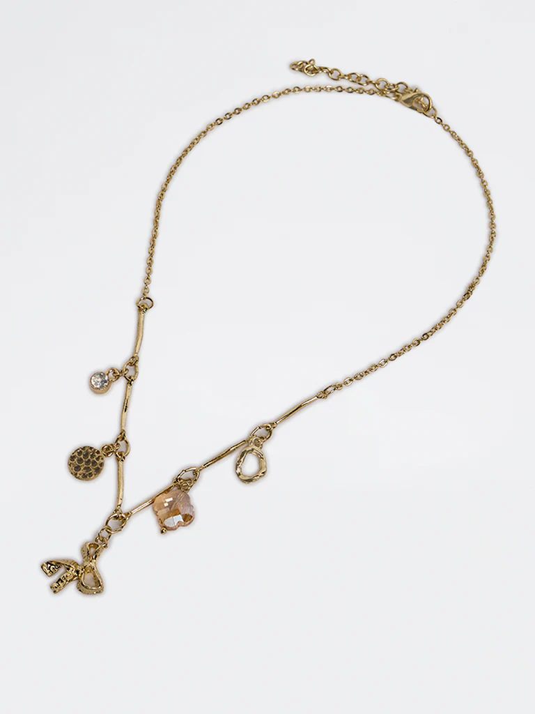Westside Accessories Gold Charm Detailed Gold Necklace - Image 2