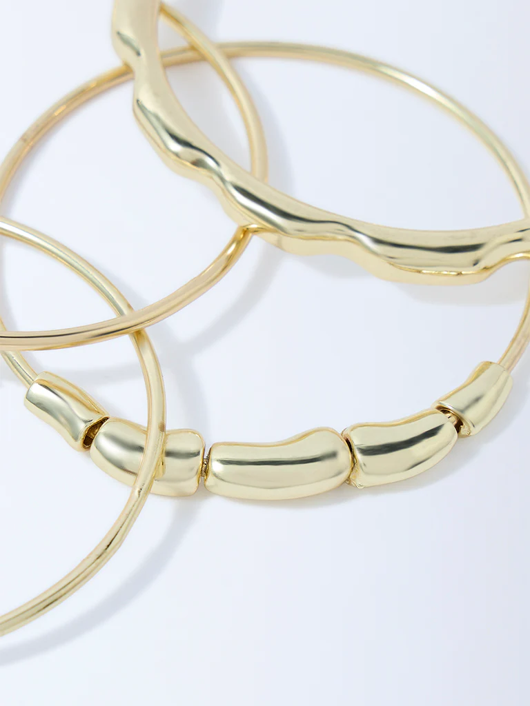 Westside Accessories Gold Chunky Bangles - Pack of 3 - Image 3