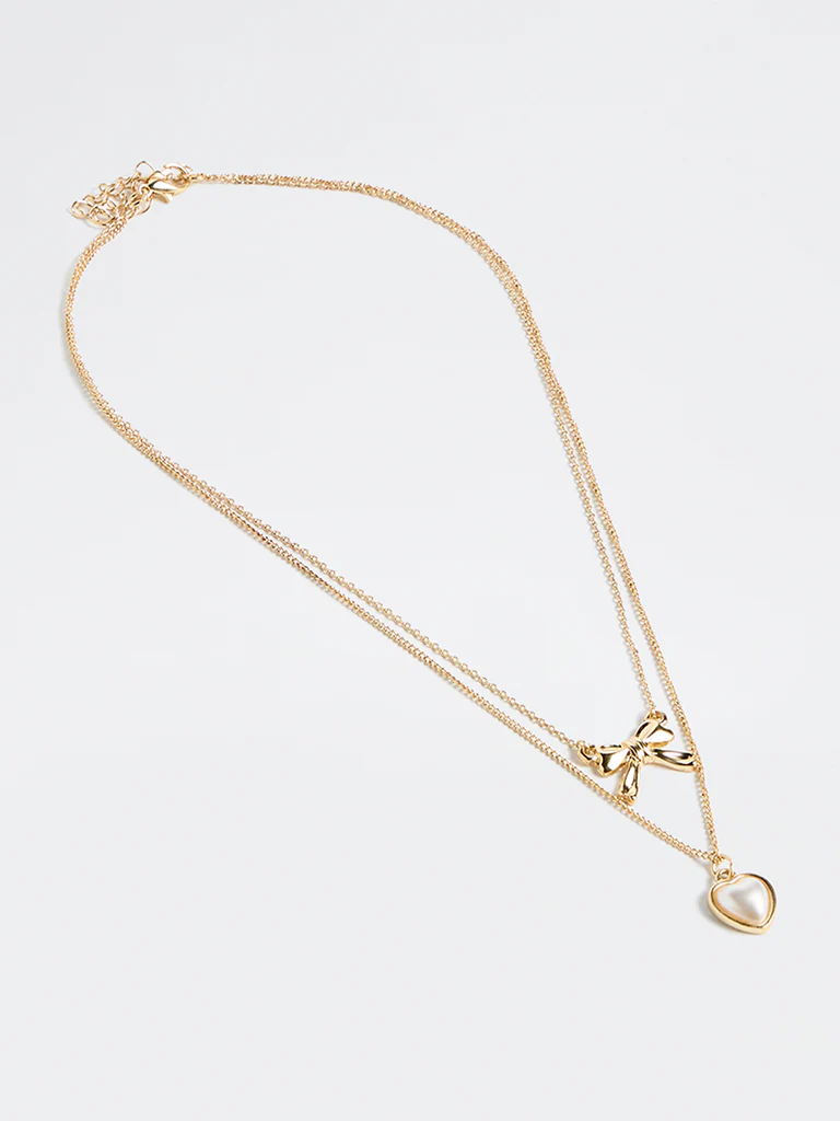 Westside Accessories Gold Dual Pendant Layered Necklace Set - Image 2