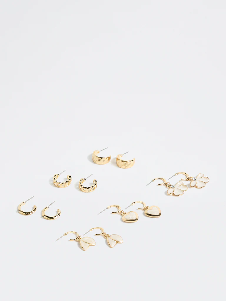 Westside Accessories Gold Enamel Hoop Earrings - Pack of 6 - Image 2