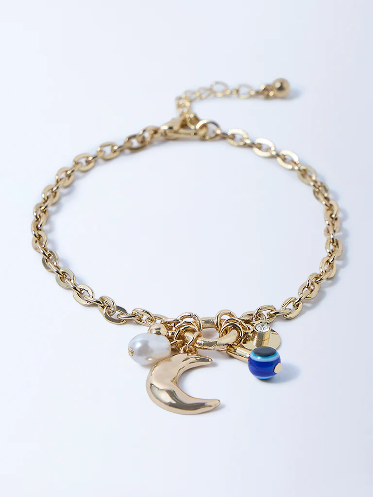 Westside Accessories Gold Evil Eye and Cuff Bracelets - Pack of 2 - Image 2