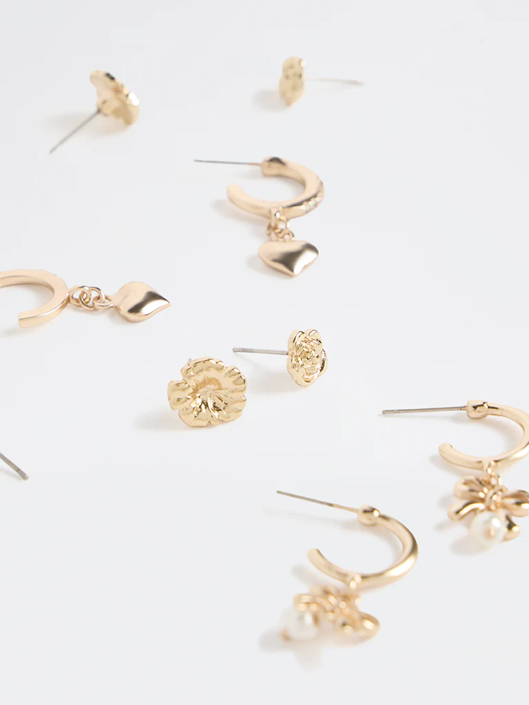 Westside Accessories Gold Fancy Earrings - Pack of 6 - Image 3
