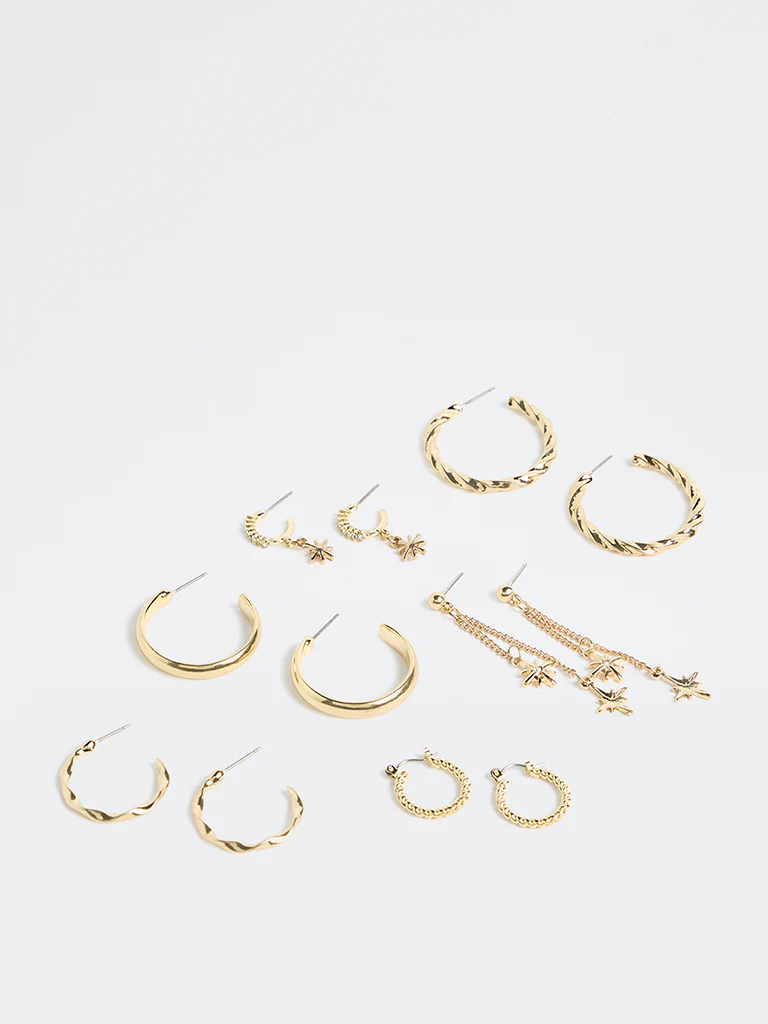 Westside Accessories Gold Fashion Hoop Earrings - Pack of 6 - Image 2