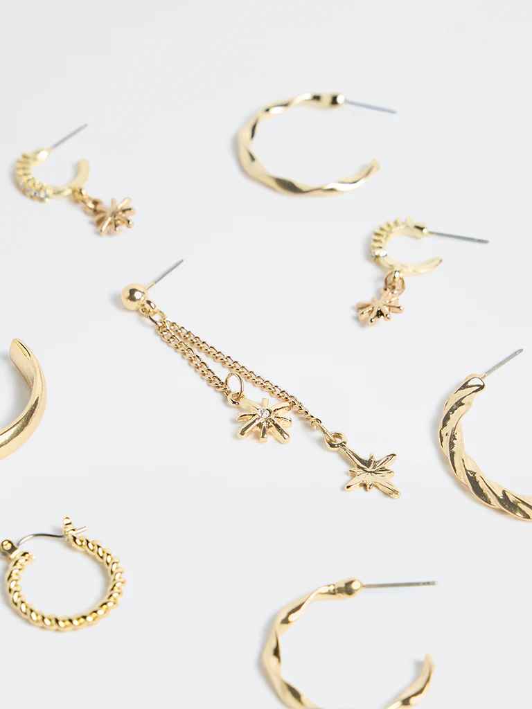 Westside Accessories Gold Fashion Hoop Earrings - Pack of 6 - Image 3