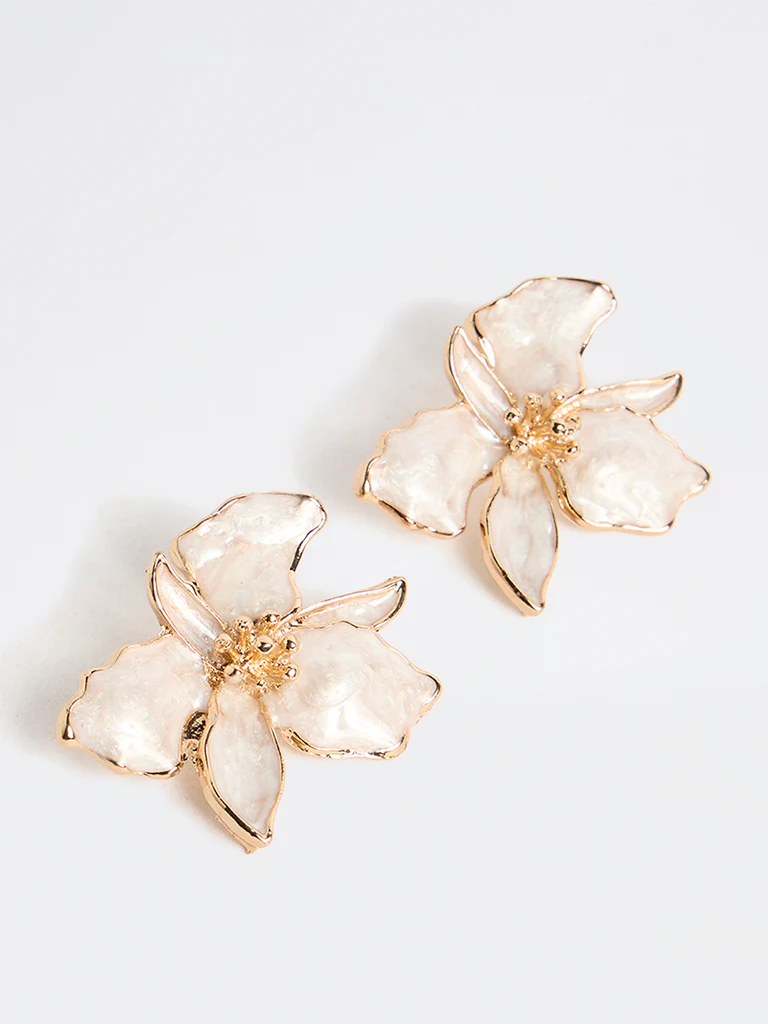 Westside Accessories Gold Floral Enamel Earrings - Image 2