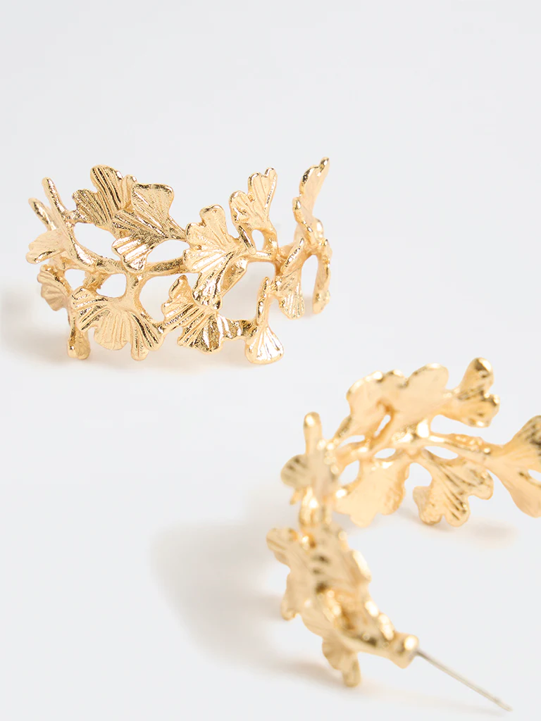 Westside Accessories Gold Floral Hoop Earrings - Image 3