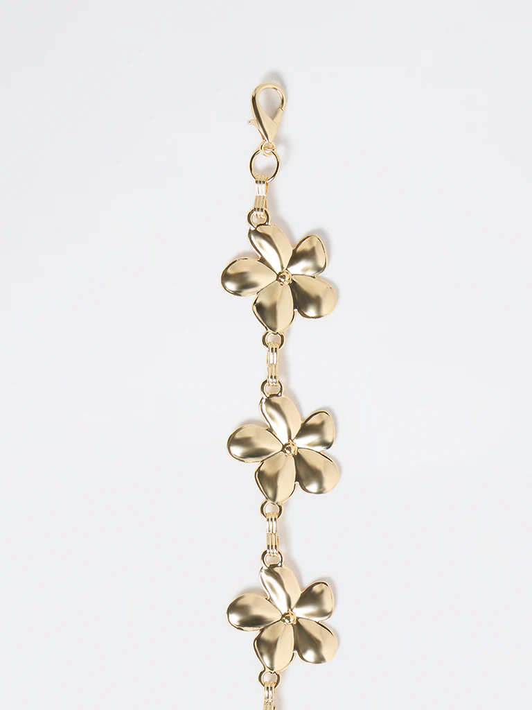 Westside Accessories Gold Floral Metal Link Belt