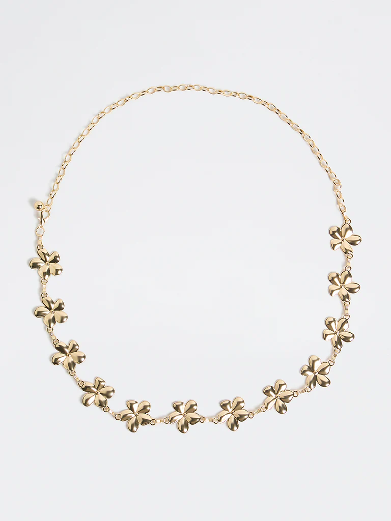 Westside Accessories Gold Floral Metal Link Belt - Image 2