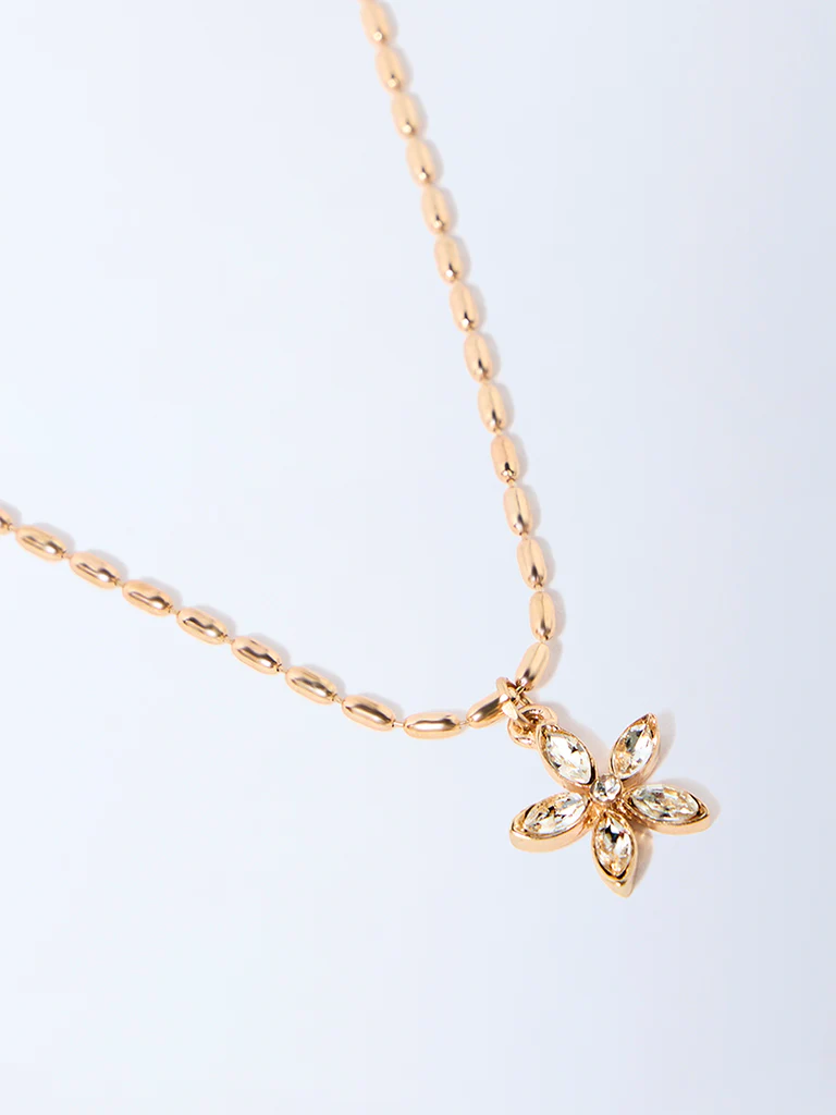Westside Accessories Gold Floral Pendant Chain Necklace - Image 3